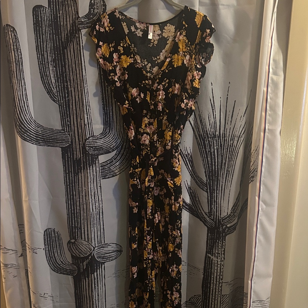 Xhilaration Black Floral Maxi Dress